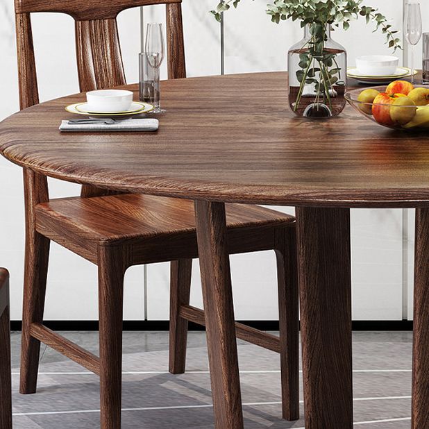 Ensemble de restauration en bois massif 1/2/5/7 PCS Table à manger ronde avec chaises à dos de lattes