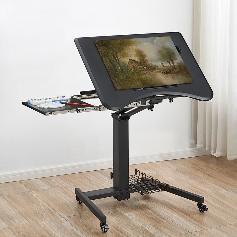 Contemporary Pedestal Writing Desk Folding Office Desk with Metal Legs Clearhalo 'furn' 'furn_office_desk' 'Furniture' 'Office Desks' 'Office Furniture' 'office_desk' 1200x1200_7a0ee5b5-689b-453d-a067-b10d471a022f