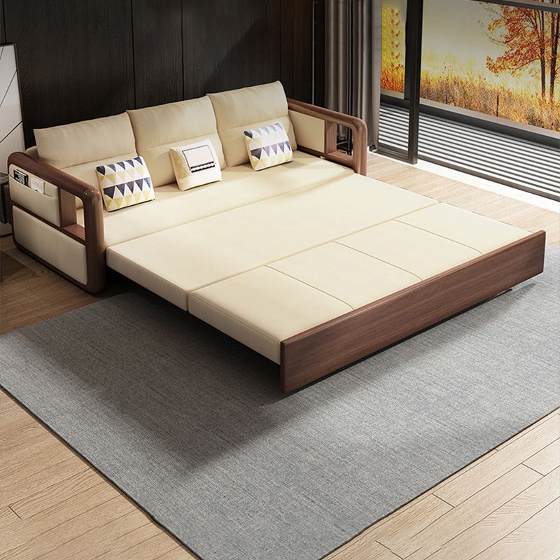 Modernism Brown Fabric Sofa Bed Solid Wood Sofa with Storage Clearhalo 'furn' 'furn_sofas' 'Furniture' 'Living Room Furniture' 'Sofa' 'sofas' 1200x1200_7a11a9e8-3012-4e04-8628-45374686fada