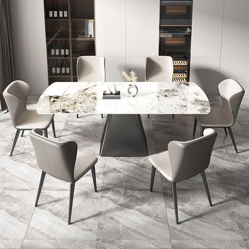 1/4/5/7 Pieces Dining Set Modern Sintered Stone Dining Table and Leather Chairs Dining Set Clearhalo 'Dining Room Sets' 'Dining Tables & Seating' 'dining_room_set' 'furn' 'furn_dining_room_set' 'Furniture' 'furniture_dining_room_set' 'Kitchen & Dining Furniture' 'kitchen&dining_furn' 'kitchen' 1200x1200_7a1222b0-8500-443d-a72e-e85e40a98dca