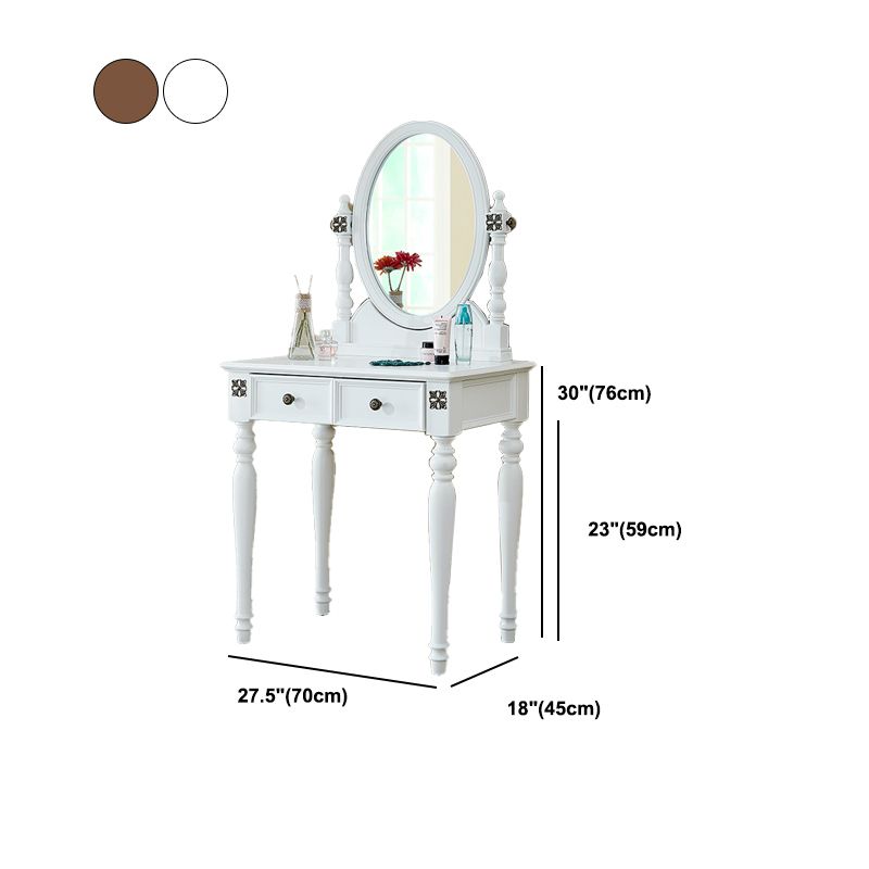Table de bureau de vanité de maquillage traditionnelle avec tiroir en marron pour chambre à coucher