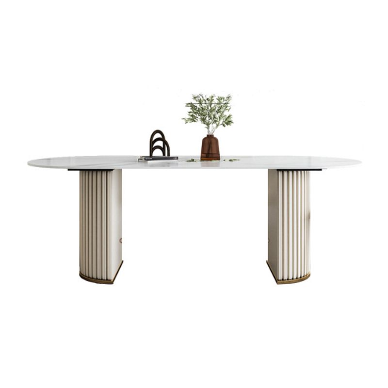 Nordic Glam Style Sintered Stone Oval Table Set 1/4/5/7 Pieces Dining Set Clearhalo 'Dining Room Sets' 'Dining Tables & Seating' 'dining_room_set' 'furn' 'furn_dining_room_set' 'Furniture' 'Kitchen & Dining Furniture' 1200x1200_7a13fb9d-81c8-4564-8f4a-891e374d8ac8