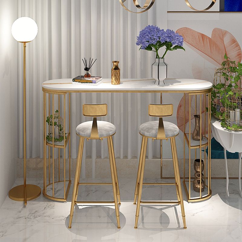 Contemporary Counter Height Dining Table Marble Oval Storage Bistro Table (only table) Clearhalo 'Bar Furniture' 'Bar Tables' 'bar_tables' 'Furniture' 'furniture_bar_tables' 'Kitchen & Dining Furniture' 'kitchen&dining_furn' 'kitchen' 1200x1200_7a16cc98-7b03-46f2-b35a-e417d8a386e4