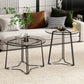 Frame Nesting Coffee Table Set Modern Round Glass Coffee Table