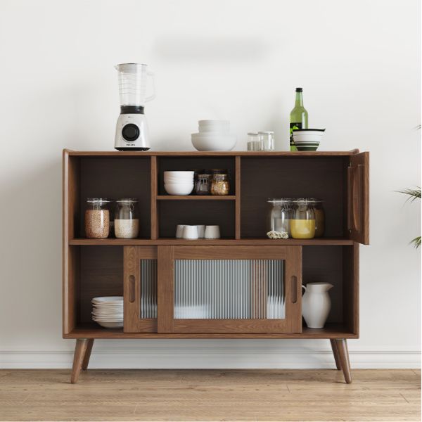 Server a buffet in legno massiccio di pino 45,5 "l moderni porte scorrevoli della sala da pranzo