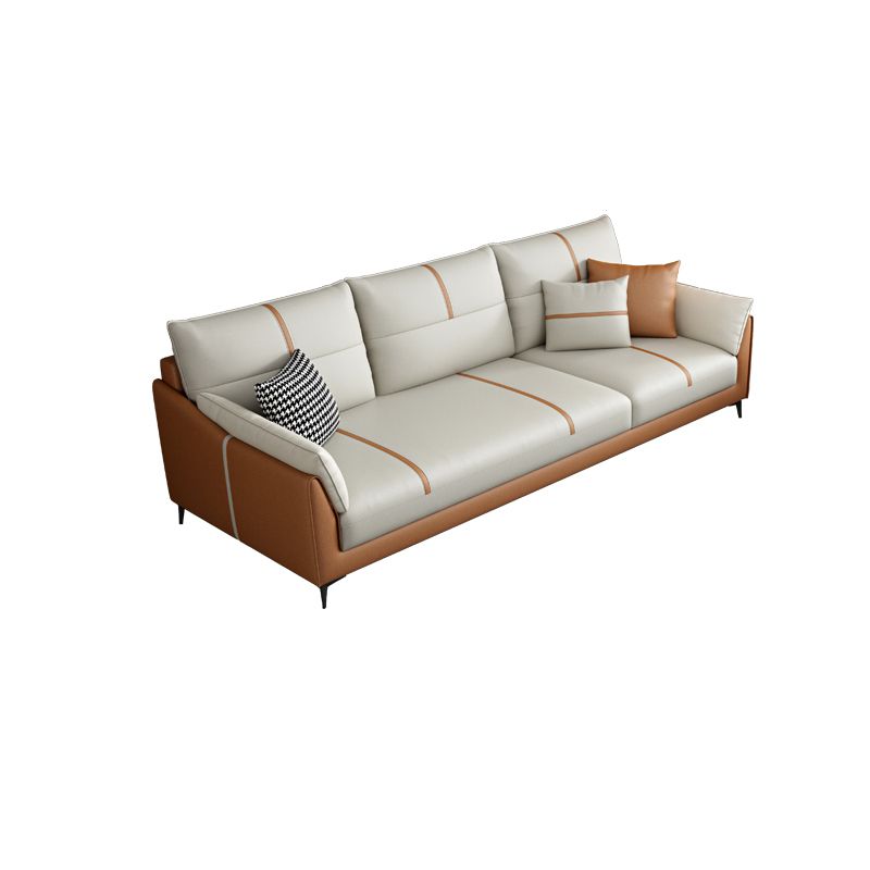 Living Room Pillow Top Arm Sofa Orange and White Cushion Back Couch Clearhalo 'furn' 'furn_sofas' 'Furniture' 'furniture_sofas' 'Living Room Furniture' 'Sofa' 'sofas' 1200x1200_7a183c94-46f0-4360-90c8-16d8c566443e