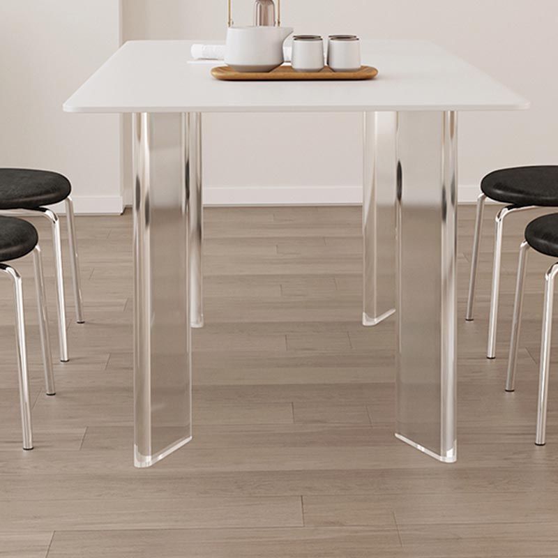 Modern White Dining Set Rectangle 1/2/4/5/7 Stone and Acrylic Pieces Dinette Set Clearhalo 'Dining Room Sets' 'Dining Tables & Seating' 'dining_room_set' 'furn' 'furn_dining_room_set' 'Furniture' 'Kitchen & Dining Furniture' 1200x1200_7a1a325c-9511-455a-afda-f548f9990d0b