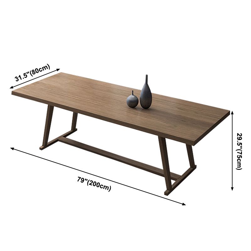 Pinewood Solid Wood Brown Tone Dining Table Simplicity Trestle Base Table for Dining Room Clearhalo ' dining_table' 'Dining Tables & Seating' 'Dining Tables' 'furn' 'furn_dining_table' 'Furniture' 'furniture_dining_table' 'Kitchen & Dining Furniture' 'kitchen&dining_furn' 'kitchen' 'kitchen_dining_table' 1200x1200_7a1acd62-38c8-4b4a-b408-14b7876f1303