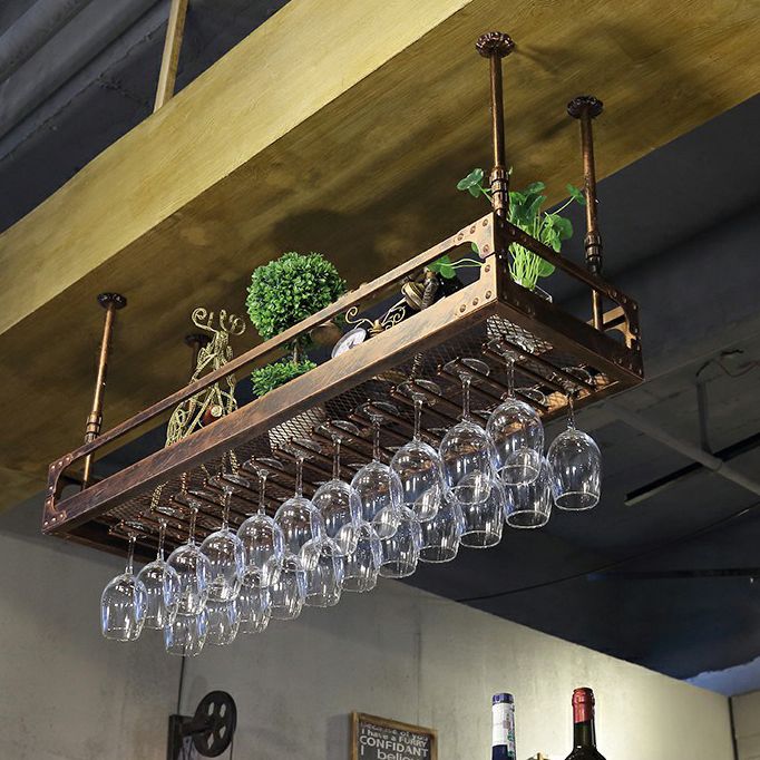 Metal Hanging Wine Holder Rack Modern Style Wine Shelf -47.2"L x 13.8"W x 5.9"H Clearhalo 'furn' 'furn_wine_racks' 'Furniture' 'Kitchen & Dining Furniture' 'Wine Racks' 'wine_racks' 1200x1200_7a1b7f7b-8588-48a3-9ca4-101c472de0d5