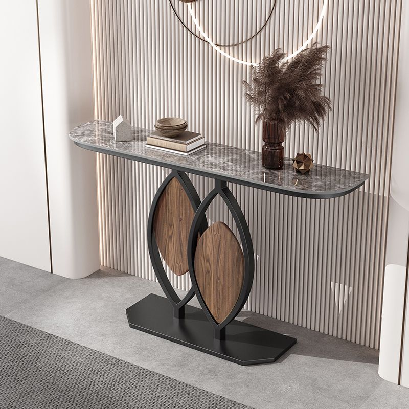 Stain Resistant Glam Marble/metal Rectangle Console Table in Brown/blue