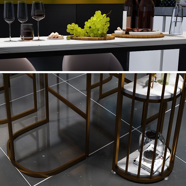 White Stone Bar Dining Table Industrial Bar Dining Table with Sled Base Clearhalo 'Bar Furniture' 'Bar Tables' 'bar_tables' 'furn' 'furn_bar_tables' 'Furniture' 'furniture_bar_tables' 'Kitchen & Dining Furniture' 1200x1200_7a1d1ef0-268e-45a4-a924-b48d9b480afa