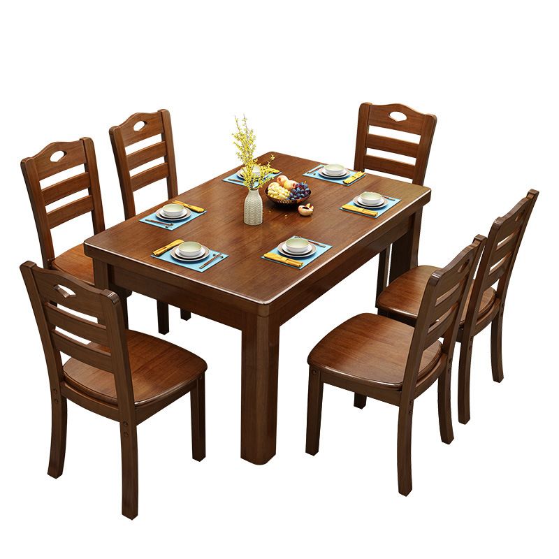 Rubberwood Solid Wood Dining Table Contemporary Dining Table Clearhalo 'Dining Tables & Seating' 'Dining Tables' 'dining_table' 'furn' 'furn_dining_table' 'Furniture' 'Kitchen & Dining Furniture' 1200x1200_7a1dc3ea-6796-4d2e-8947-b6c866df61da