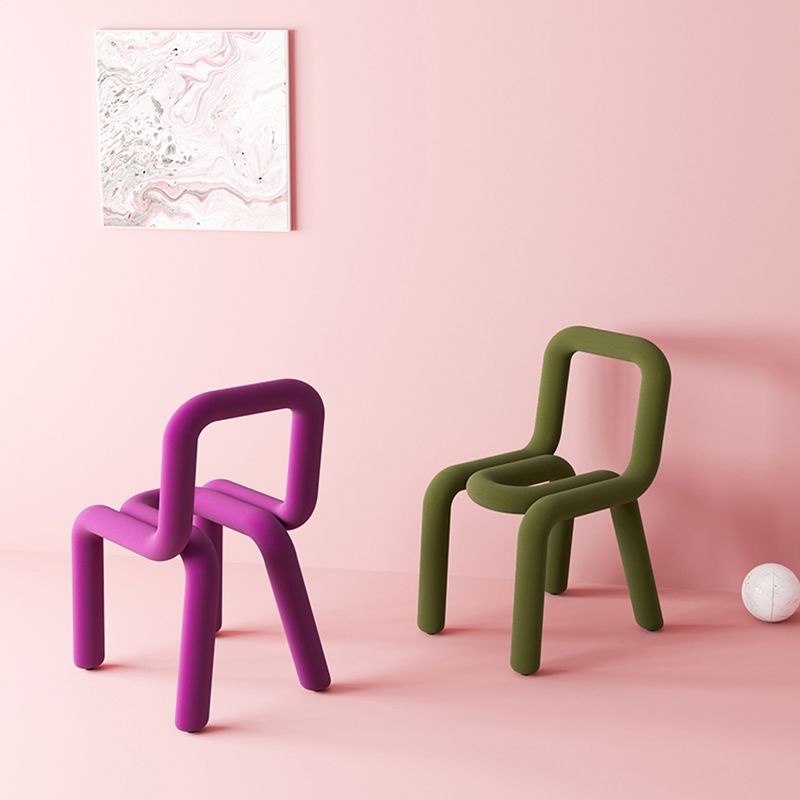 Colorful Modern Style Restaurant Side Chair Flannel Open Back Dining Chair Clearhalo ' kitchen&dining_furn' 'Dining Chairs' 'Dining Tables & Seating' 'dining_chair' 'furn' 'furn_dining_chair' 'Furniture' 'furniture_dining_chair' 'Kitchen & Dining Furniture' 'kitchen' 1200x1200_7a1e982c-1b61-462a-bc79-5c1de341c3b3