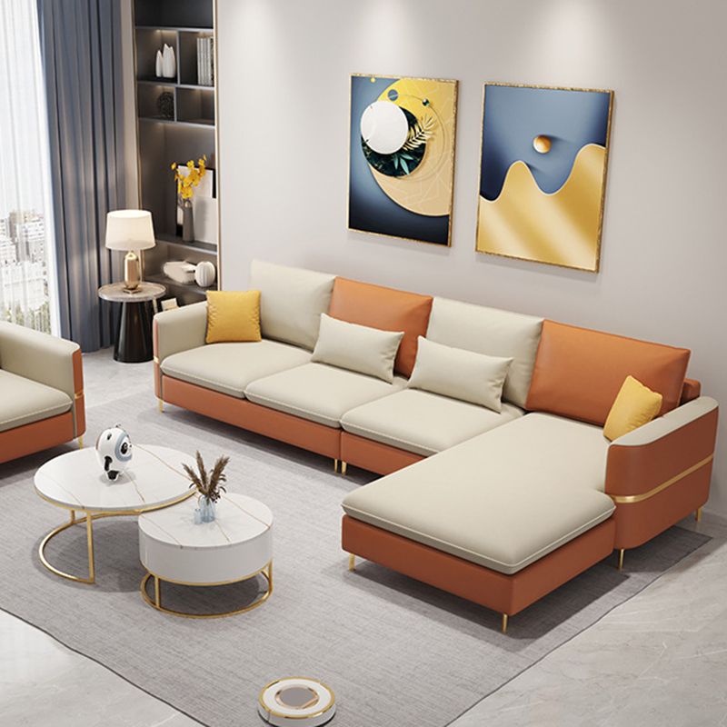 106.3 "W X 62.3" D X 35.4 "divano a braccio quadrato H, divano posteriore in pelle in finto sciolto