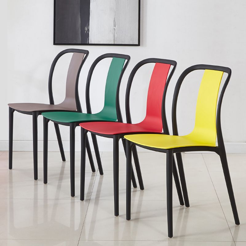 Silla de comedor de plástico sin brazo de comedor moderno