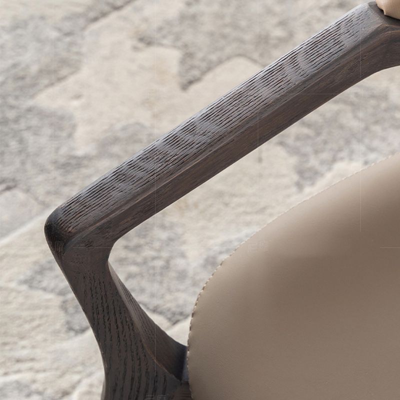 Leder gepolsterte Esstuhl massiv Holz Frame Essarm Stuhl