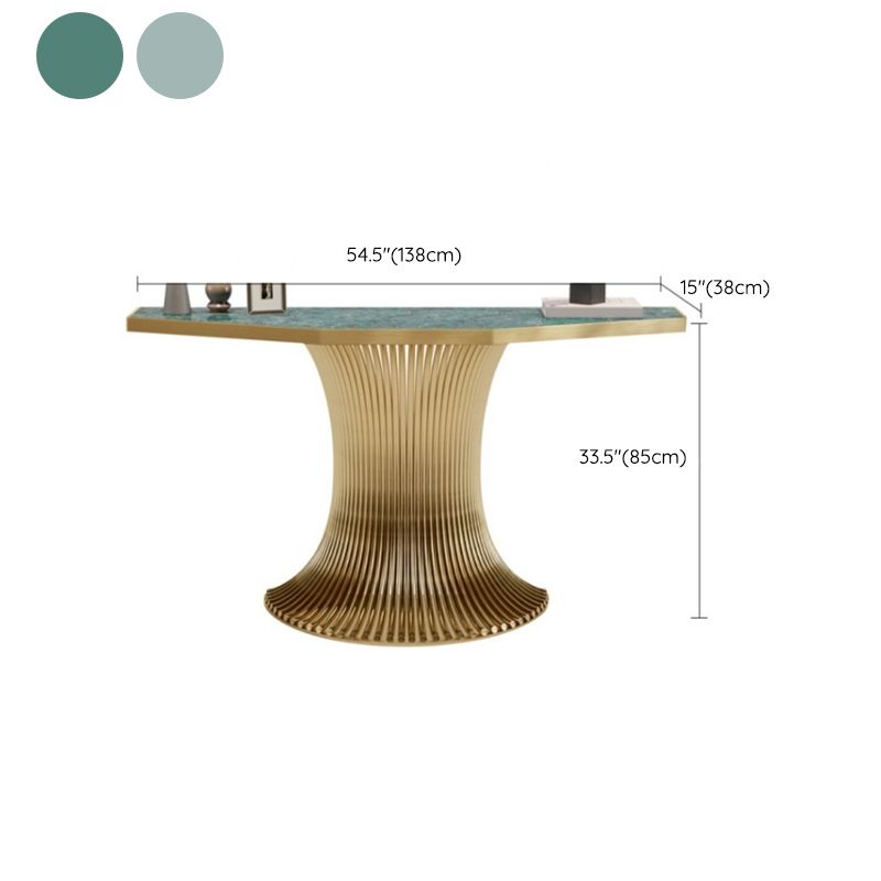 Glam Green Console Accent Table with Stainless Steel Bracket for Hall