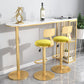 Glam 41.3"H Iron Bar Table Marble White Top Specialty Bistro Table in Gold Clearhalo 'Bar Furniture' 'Bar Tables' 'bar_tables' 'furn' 'furn_bar_tables' 'Furniture' 'furniture_bar_tables' 'Kitchen & Dining Furniture' 'kitchen&dining_furn' 'kitchen' 1200x1200_7a2148ac-2696-4357-93b8-0145160b87ed
