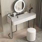 Modern Simple 2-Drawer Vanity Table Stone Top Dressing Table in White with Stool