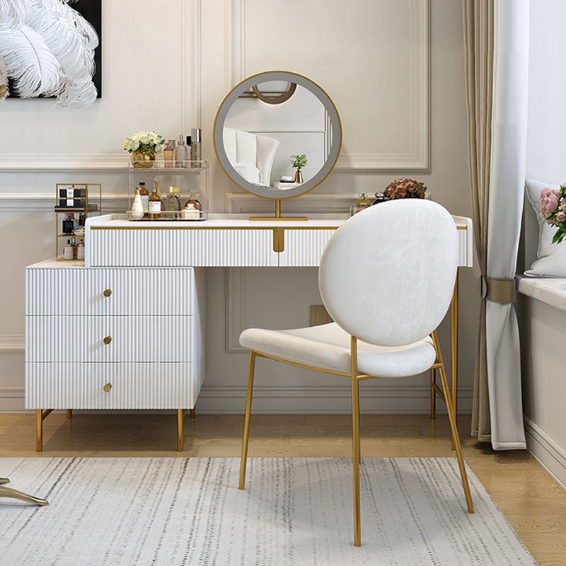 Moderno 29,5 "altezza set di vanità per trucco in legno bianco con cassetti