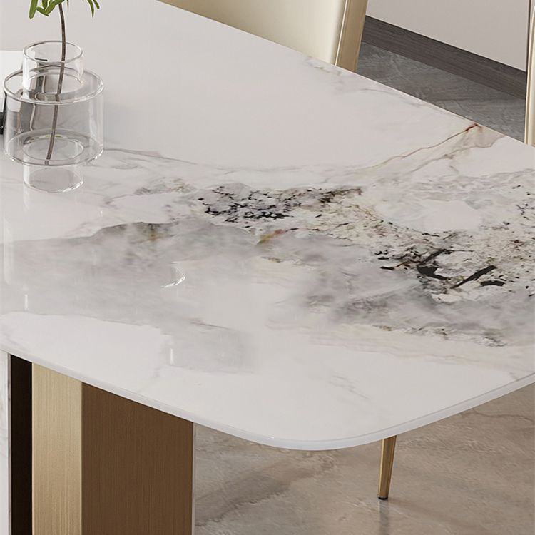 Glam -eettafel Set 1/4/5/7 PCS Steen eettafel met armloze stoelen