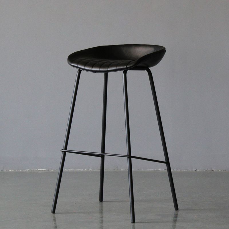 Industrial Matte Finish Leather Barstool Living Room Low Back Stool Clearhalo 'Bar Furniture' 'Bar Stools' 'bar_stools' 'furn' 'furn_bar_stools' 'Furniture' 'furniture_bar_stools' 'Kitchen & Dining Furniture' 1200x1200_7a238db6-6f02-41cc-9b0d-7b9637fdcbed