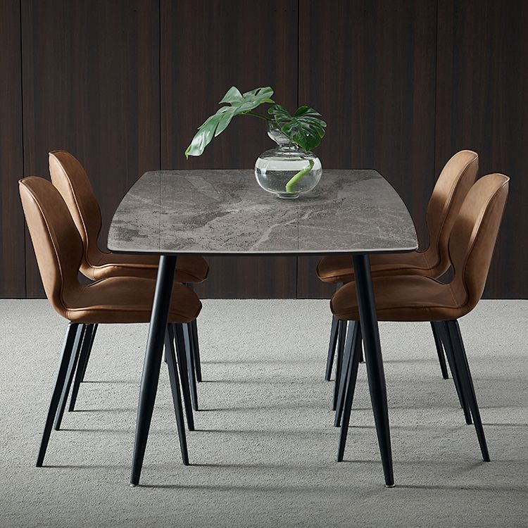 Metal Industrial Rectangle Dining Table Grey Sintered Stone Table with 4 Legs Clearhalo ' dining_table' 'Dining Tables & Seating' 'Dining Tables' 'furn' 'furn_dining_table' 'Furniture' 'furniture_dining_table' 'Kitchen & Dining Furniture' 'kitchen&dining_furn' 'kitchen' 'kitchen_dining_table' 1200x1200_7a2451ce-2a4b-4d9a-a14a-e3e1114fcabc