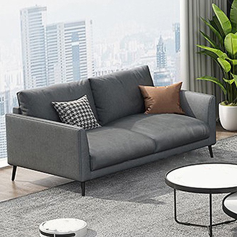Contemporary Gray Recessed Arm Couch Living Room Faux Leather Sofa Clearhalo 'furn' 'furn_sofas' 'Furniture' 'furniture_sofas' 'Living Room Furniture' 'Sofa' 'sofas' 1200x1200_7a26022c-11ae-499a-bb5e-b6a1b89f2813