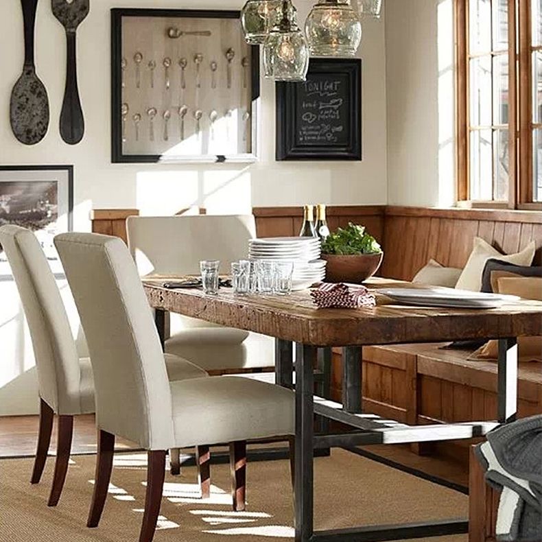 Contemporary Brown Kitchen Dining Table Rectangle Solid Wood Dining Table with Trestle Base Clearhalo ' dining_table' 'Dining Tables & Seating' 'Dining Tables' 'furn' 'furn_dining_table' 'Furniture' 'furniture_dining_table' 'Kitchen & Dining Furniture' 'kitchen&dining_furn' 'kitchen' 'kitchen_dining_table' 1200x1200_7a262558-f807-433c-ba51-246da0f83b9d