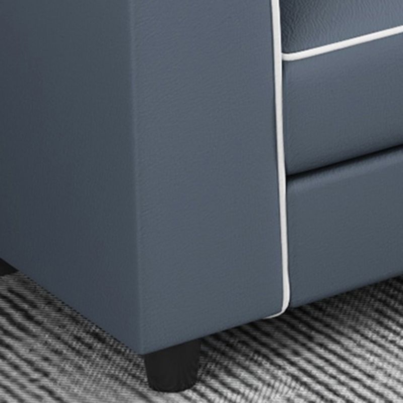 Blue Modern Faux Leather Sectional/Sofa for Living Room, Stain-Resistant