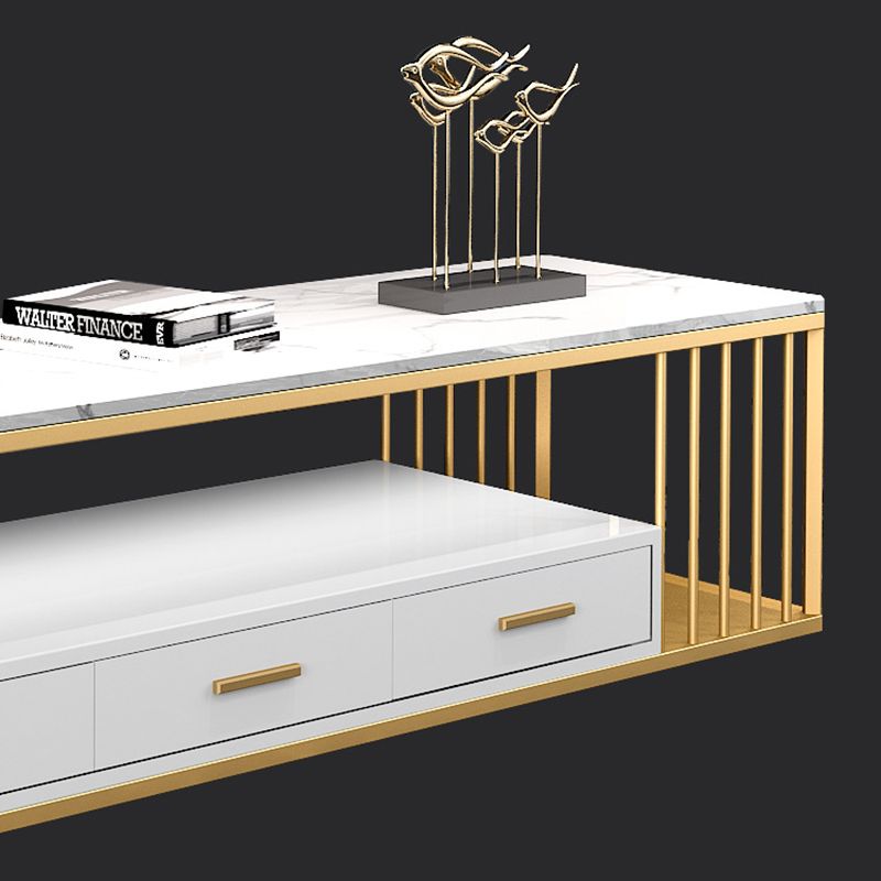 Glam Stone TV Media Stand 16" W Scaffalatura aperta Console TV con cassetti