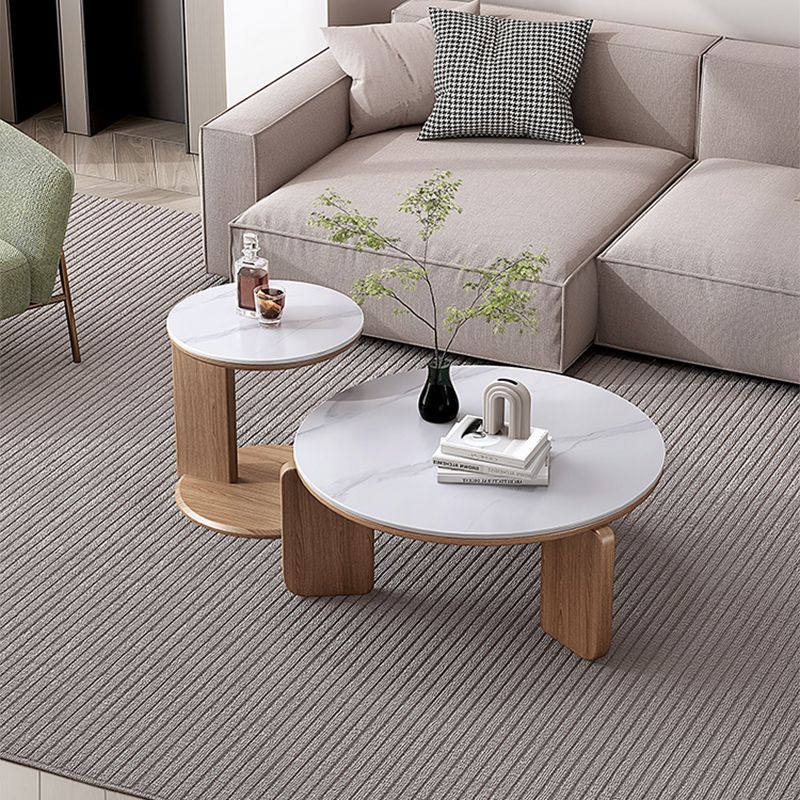 Contemporary Solid Wood Coffee Cocktail Table Slate Round Top Coffee Table Clearhalo 'Coffee & Accent Tables' 'Coffee Tables' 'coffee_tables' 'furn' 'furn_coffee_tables' 'Furniture' 'Living Room Furniture' 1200x1200_7a2981e1-24c4-4847-a83b-17d4f9f651dd