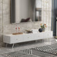 Stand de Wood TV Stand de estilo glamoroso Consola de TV de almacenamiento cerrado de color blanco con cajones