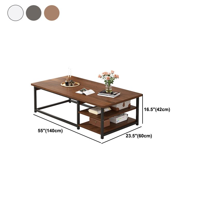 Tavolo da cocktail di caffè rettangolare moderno con scaffali di stoccaggio