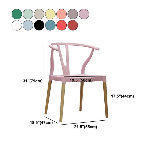 Modern Beech Wishbone Arm Chair Matte Finish Plastic Dining Chair