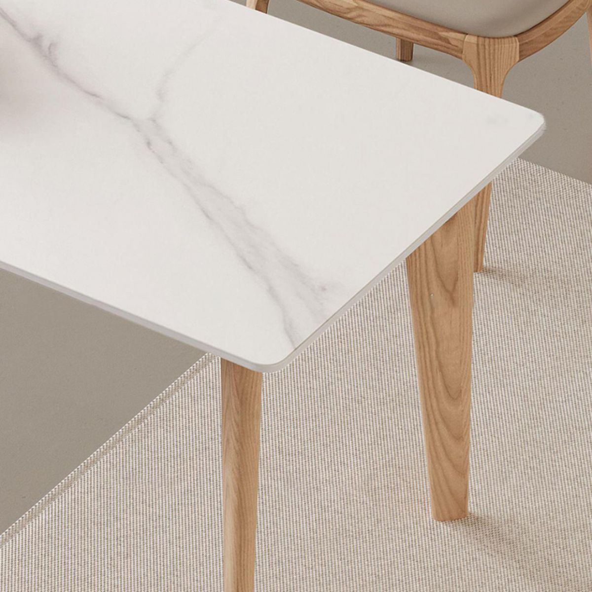 Ensemble de restauration en pierre moderne 1/2/3/4 Pieces Table à manger avec chaises en cuir