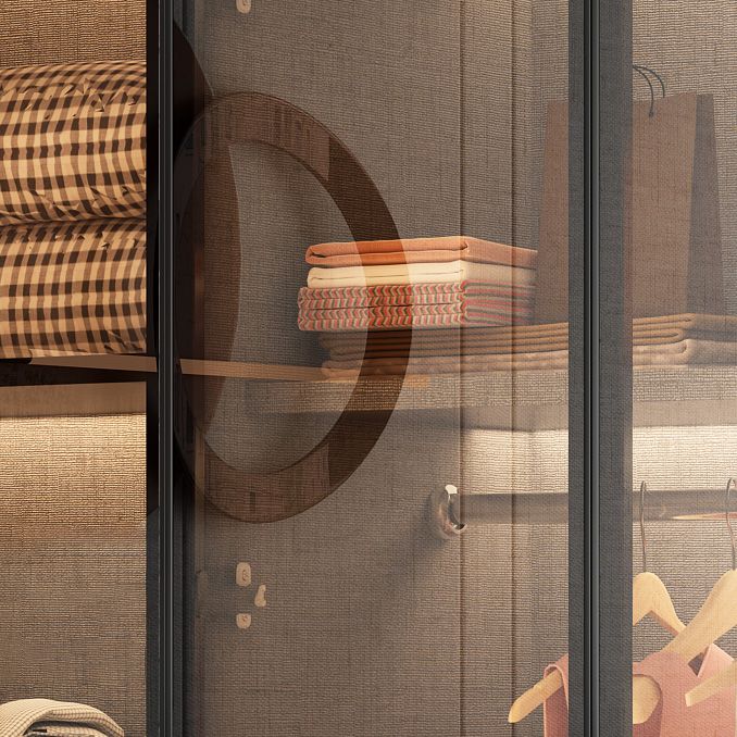 Modern Glass Wardrobe Cloth Rod Included Wardrobe Closet without Light Clearhalo 'Armoires & Wardrobes' 'armoires_wardrobes' 'Bedroom Furniture' 'furn' 'furn_armoires_wardrobes' 'Furniture' 1200x1200_7a2dcd97-6f9c-48b6-8158-cfa8d73b4a40