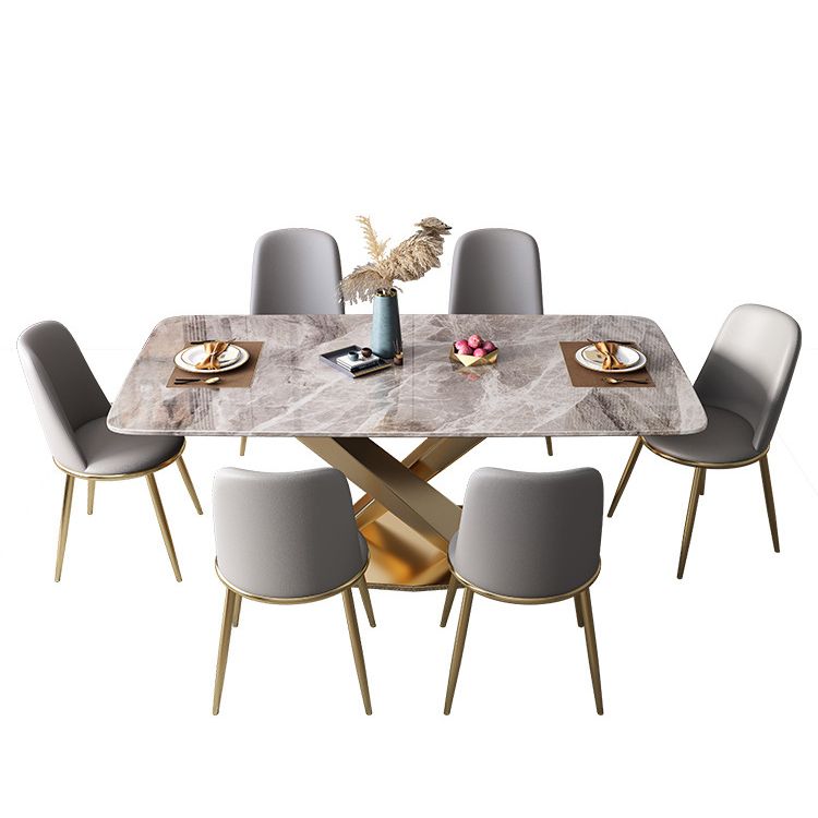 Luxury 1/2/5/7 Pieces Grey Dining Set Sintered Stone Dining Table Set with Leather Chairs Clearhalo 'Dining Room Sets' 'Dining Tables & Seating' 'dining_room_set' 'furn' 'furn_dining_room_set' 'Furniture' 'furniture_dining_room_set' 'Kitchen & Dining Furniture' 'kitchen&dining_furn' 'kitchen' 1200x1200_7a2ef5cc-b2ee-4925-b24c-1da5877efc8d