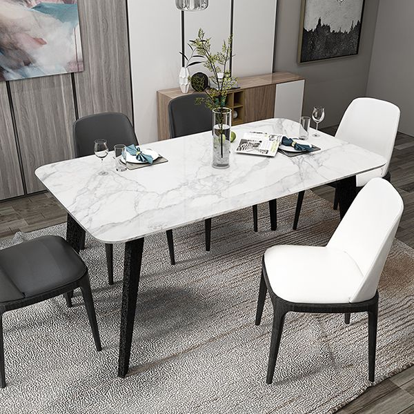 Mesa de comedor de tono blanco de mármol Simplicidad de 4 patas para comedor para comedor