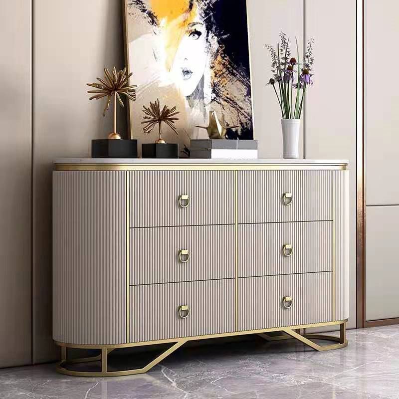 Commode en pierre de coffre de rangement Glam classique de 15,6 pouces de largeur avec 6 tiroirs