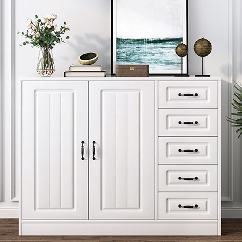 Modern White Accent Chest with Drawers 14.96" Wide Side Cabinet with Door