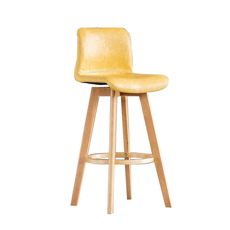 Taburete de bar de cuero con acabado mate y respaldo bajo para el hogar contemporáneo