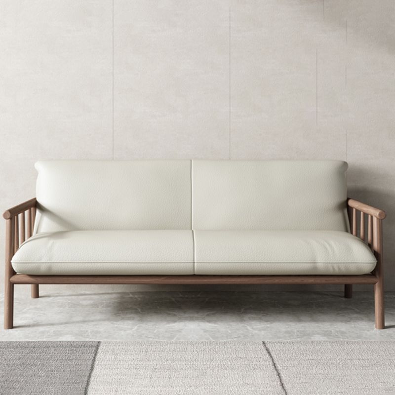 Farmhouse Square Arm Sofa Tight Back Settee with Walnut/Natural Legs Clearhalo 'Furniture' 'furniture_sofas' 'Living Room Furniture' 'Sofa' 'sofas' 1200x1200_7a353660-d394-47f1-85d4-76da6e3937dd