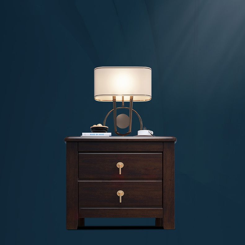2 cajones Mesa nocturna contemporánea de madera sólida de madera espresso de madera