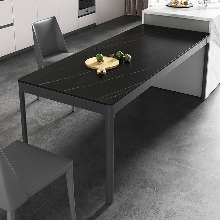Modern Style Sintered Stone Dining Room Dinner Kitchen Table Black Rectangle Table Clearhalo ' dining_table' 'Dining Tables & Seating' 'Dining Tables' 'Furniture' 'furniture_dining_table' 'Kitchen & Dining Furniture' 'kitchen&dining_furn' 'kitchen' 'kitchen_dining_table' 1200x1200_7a37c772-a65b-4928-af0a-7b4bc8d5902a