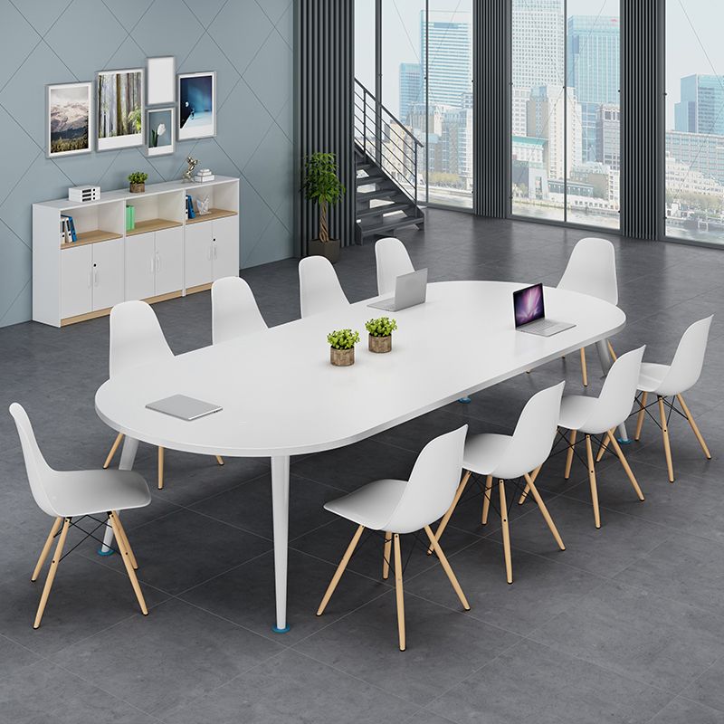 Modern Style Oval Writing Desk Wooden Parsons Base Office Desk Clearhalo 'furn' 'furn_office_desk' 'Furniture' 'furniture_office_desk' 'Office Desks' 'Office Furniture' 'office_desk' 1200x1200_7a38b630-3659-4423-9014-c83c805f97b1