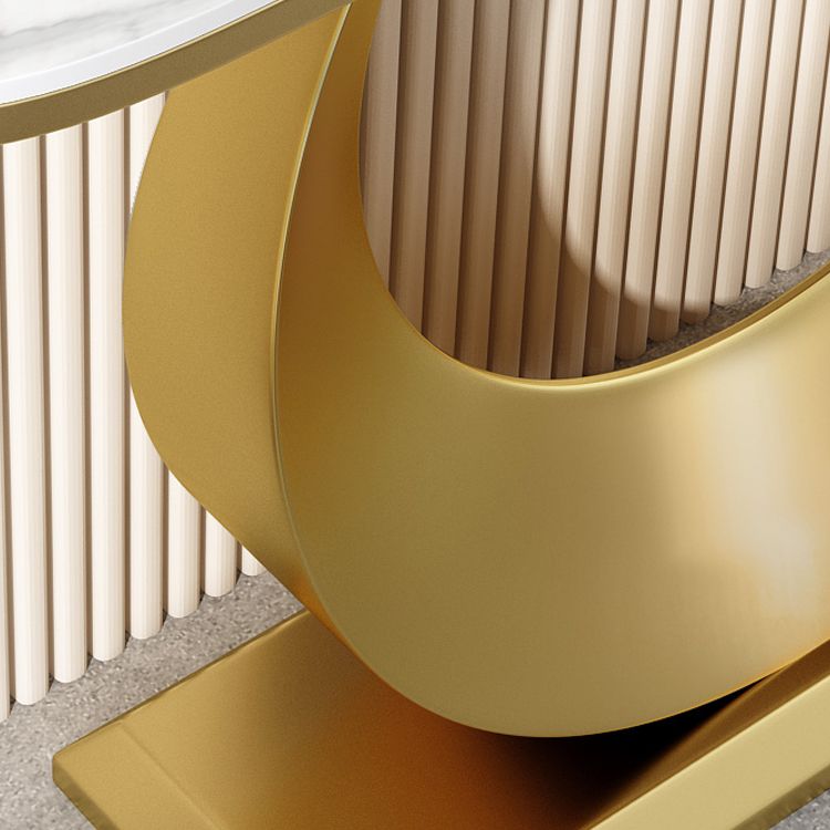 Glam Stone Console Accent Table Half Moon Console Sofa Table for Hall Clearhalo 'Console Tables' 'console_tables' 'Entry & Mudroom Furniture' 'furn' 'furn_console_tables' 'Furniture' 1200x1200_7a390f67-1fa7-43a6-b680-346b080923c3