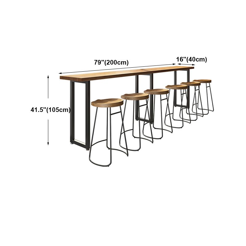 Light Brown Modern Style Bar Table Rectangular Wood Bar Bar with Metal Base, Only Table Clearhalo 'Bar Furniture' 'Bar Tables' 'bar_tables' 'furn' 'furn_bar_tables' 'Furniture' 'furniture_bar_tables' 'Kitchen & Dining Furniture' 1200x1200_7a3ba2f3-ca09-406a-b282-81925a08c088