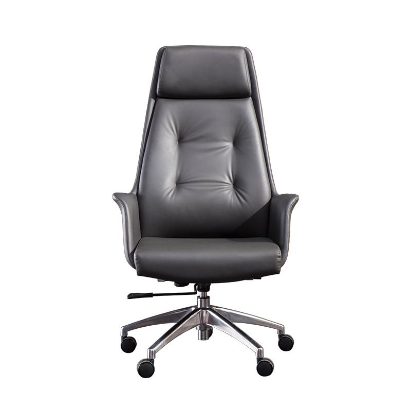 Padded Arms Contemporary Managers Chair Gray Leather Swivel Chair Clearhalo 'furn' 'furn_office_chair' 'Furniture' 'Office Chairs' 'Office Furniture' 'office_chair' 1200x1200_7a3c3e0d-40ed-48c6-93f6-57eea0cee9fb
