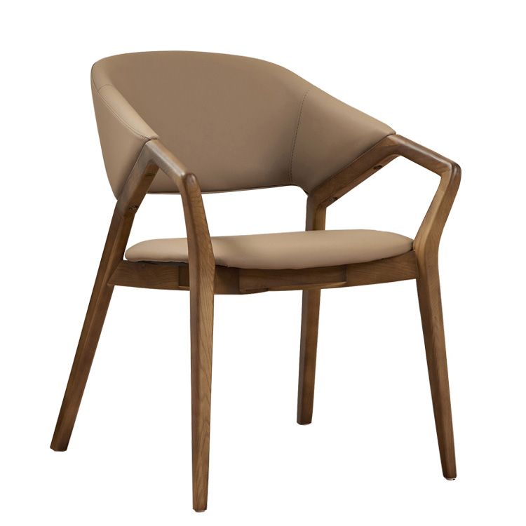Contemporary Upholstered Arm Chair Home Solid Wood Dining Chair